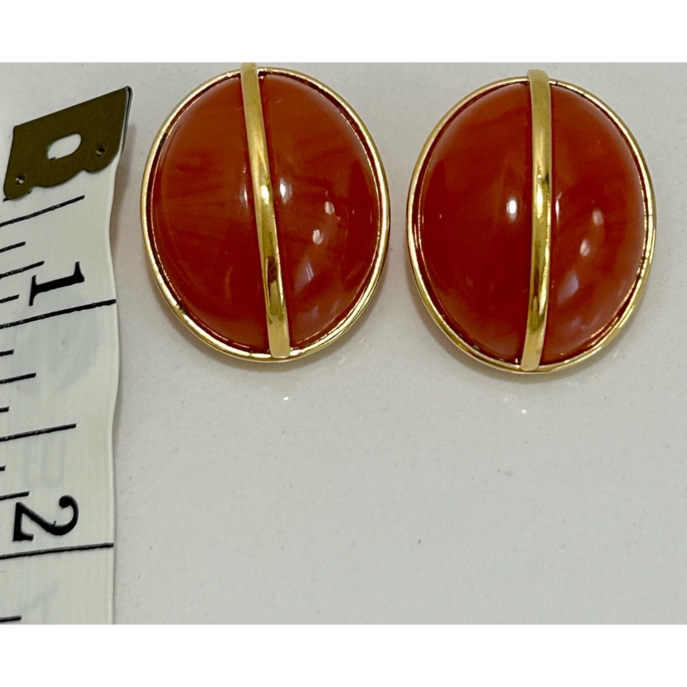 Vintage Grosse Signed Coral Color Clip on Earrings Goldtone